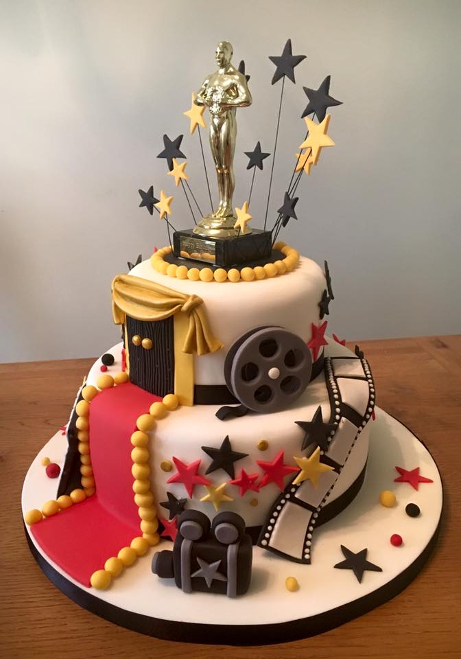 8inch movies Cake with edible film strips, toffee shards and flaked almonds